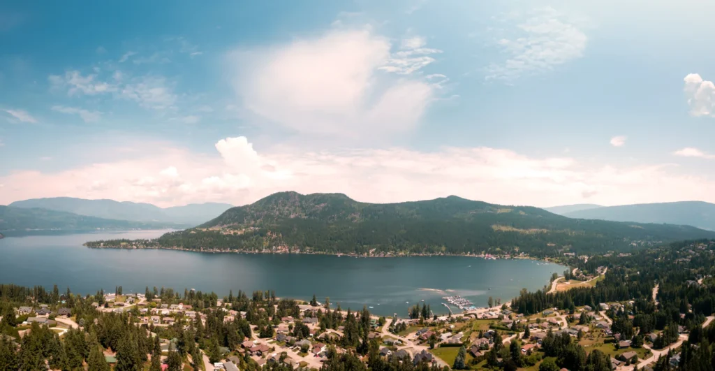 Aerial view of Blind Bay and Shuswap Lake
