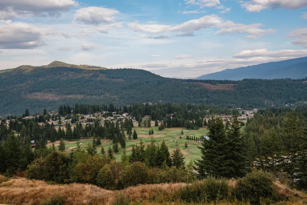 Golf course in the evergreen valley